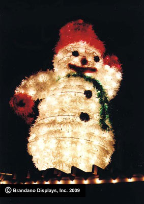 A giant snowman light display at the Holiday Fantasy of Lights