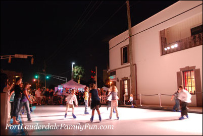 Ice skating on Las Olas Boulevard