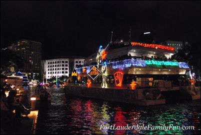 View of a boat at the Winterfest Boat Parade